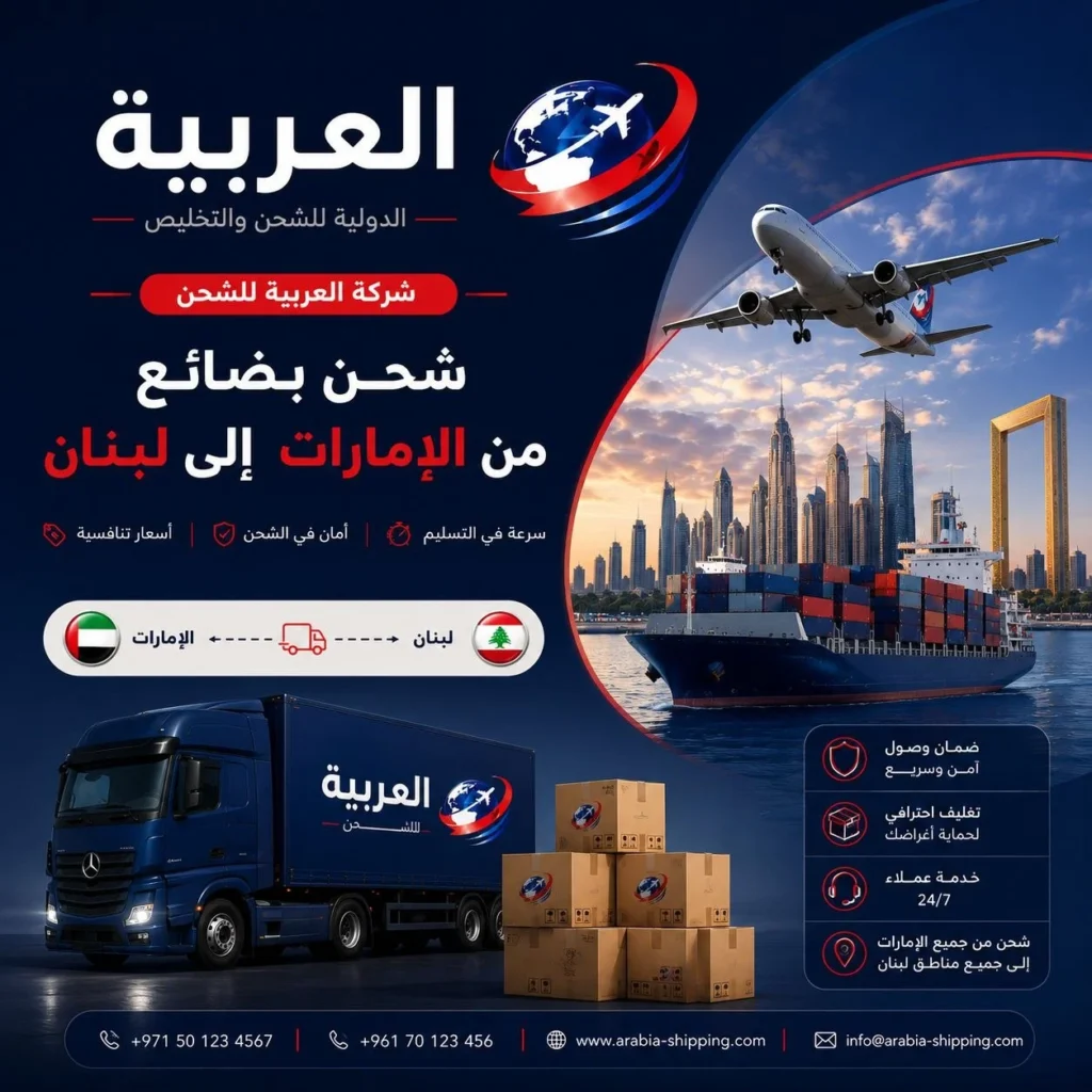 شحن بضائع من الامارات الى لبنان