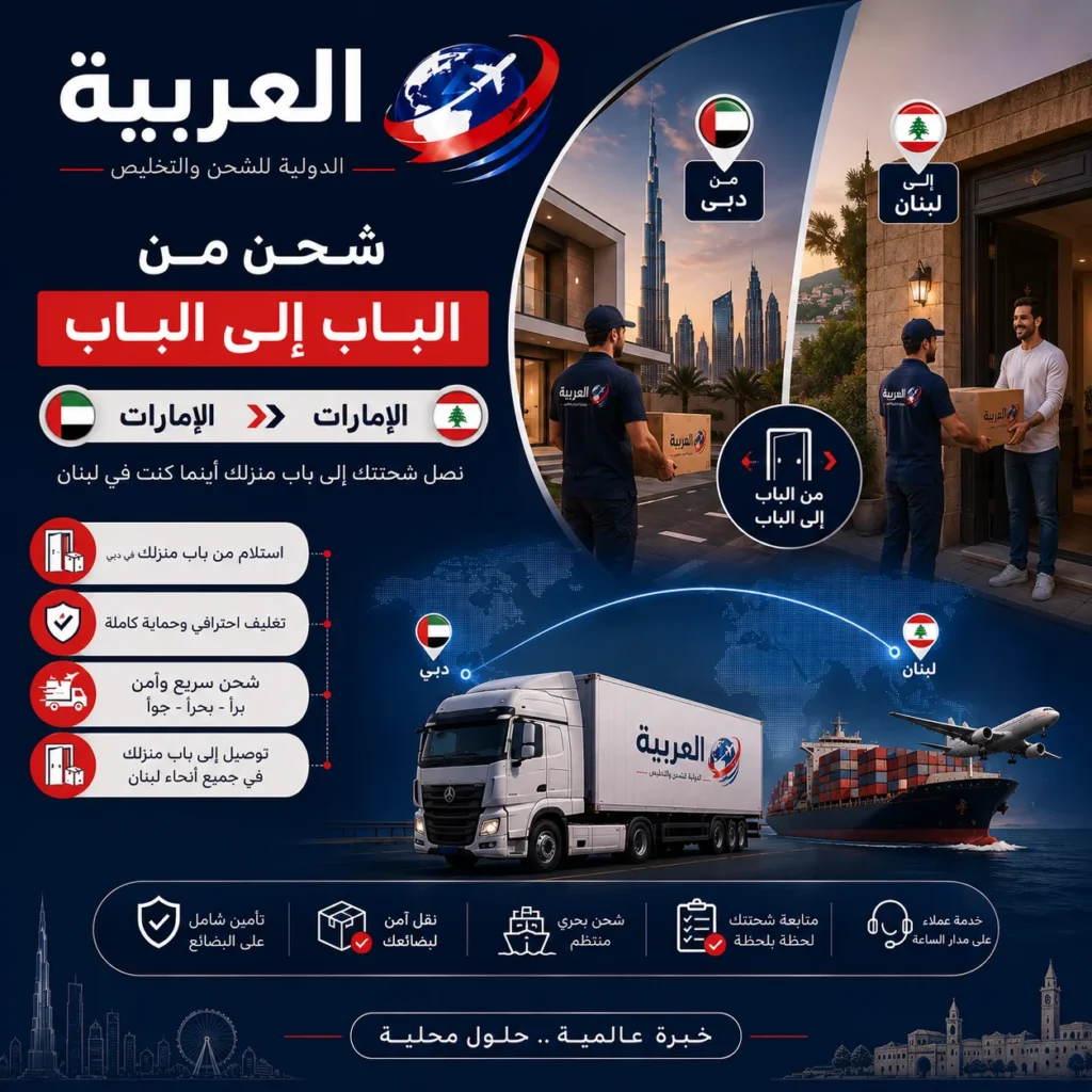 شحن من الباب الى الباب الامارات لبنان