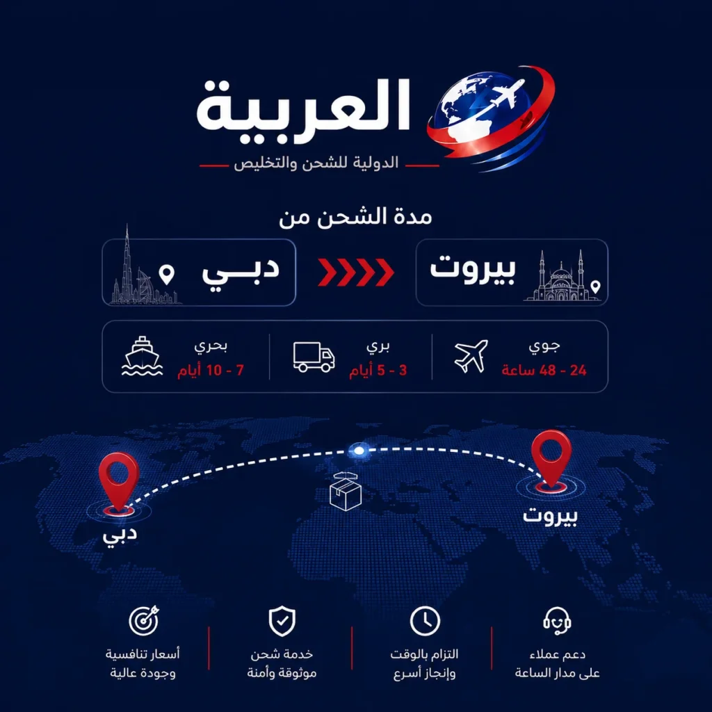 مدة الشحن من دبي الى بيروت
