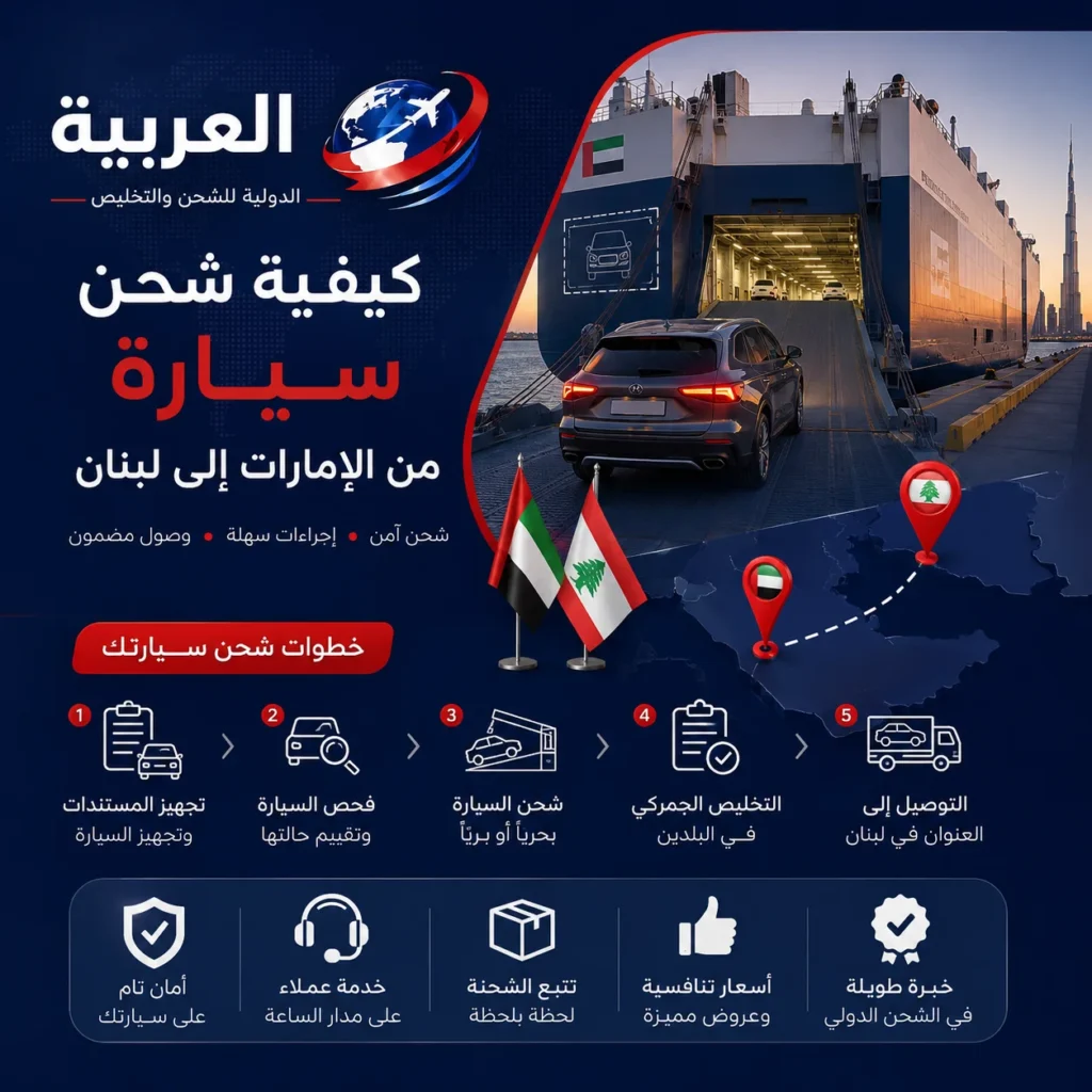 كيفية شحن سيارة من الإمارات إلى لبنان