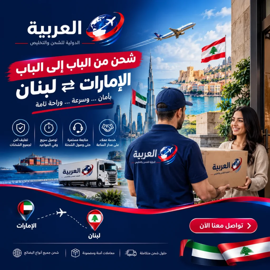 شحن من الباب إلى الباب الامارات لبنان